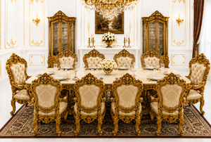 Exquisito Juego de Comedor de Madera Maciza Estilo Rococó con 6 Sillas, Muebles para el Hogar - Product Image 6