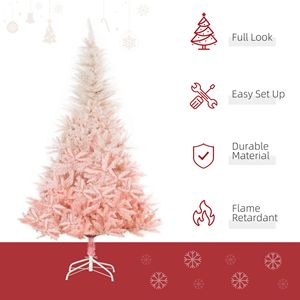 6ft Unlit Realistic Branches Spruce Artificial Christmas <b>Tree</b> with 800 Pink Tips Foldable Iron PE PVC <b>Tabletop</b> Base - Product Image 4