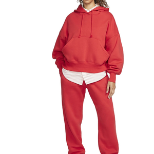 Conjunto de Sudadera con Capucha y Pantalones de Chándal de 2 Piezas de Talla Grande con Logotipo Personalizado OEM, Color Sólido, para Otoño e Invierno, para Mujer - Product Image 4