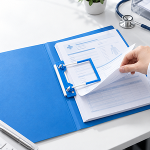 Conception en trois parties combinant une pièce en U en plastique, un tube et une barre de compression pour un classement de documents pratique et organisé. - Product Image 6