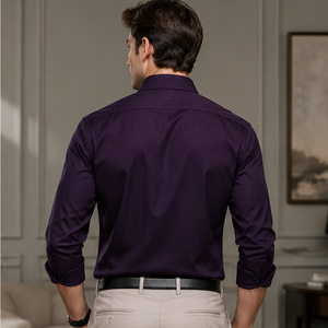 Chemises habillées décontractées pour hommes, en maille satinée, à col montant, anti-plis, à manches longues et boutonnées, en polyester/coton - Vente en gros à prix avantageux - Product Image 6