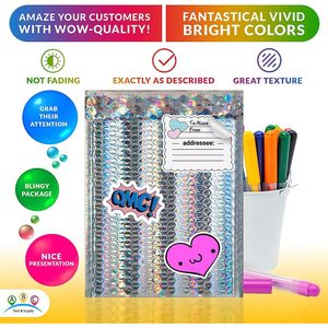 Confezione da 10 8.5 \ "X 11 \" bollettini olografici in stile pesante imbottiti con cuscini in metallo sacchetti per la spedizione auto-sigillati - Product Image 5