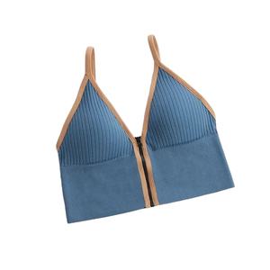 Femmes Sexy sans couture sport culture débardeur soutien-gorge Bralette gilet court Style Vintage couleur unie tricoté haut court avant respirant - Product Image 4