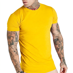 เสื้อยืดคอกลมแขนสั้นทรงเข้ารูปสำหรับผู้ชาย สีชมพู ผ้าถัก ดีไซน์เรียบง่าย สีพื้น - Product Image 5