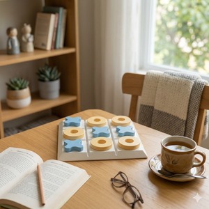 Juego de Tic Tac Toe de Madera de Pino Vietnamita Resistente y Casual para Niños de 5 a 7 Años, Ideal para Áreas de Juego - Product Image 1