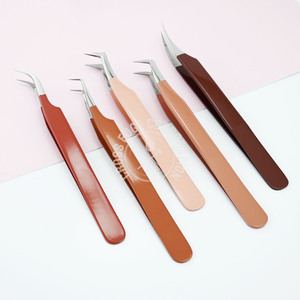 Wholesale Fiber Tip Eyelash Tweezers Curved Classic Tweezer 90 Degree Boot Volume Nano Grip Tweezers Lash Extensions - Product Image 4