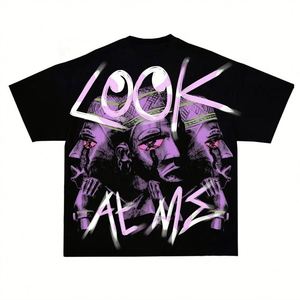 T-shirt noir oversize imprimé pour homme, streetwear, manches longues, col rond, jersey de coton, design graphique, logo avant, 300g, décontracté - Product Image 1