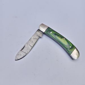 Cuchillo Plegable de Bolsillo de Acero de Damasco Hecho a Mano con Funda de Cuero, Grado Industrial OEM, Garantía de 3 Años, Cuchillos al por Mayor para Regalo - Product Image 4