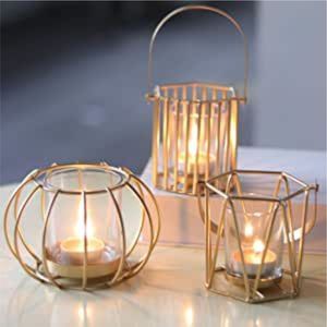 Portavelas Moderno de Metal Dorado Geométrico, Portavelas de Cristal, Centro de Mesa para Bodas, Decoración del Hogar, Venta al Por Mayor - Product Image 1