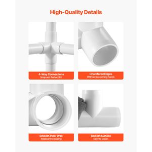 ข้อต่อท่อพีวีซีเกรดเฟอร์นิเจอร์ขนาด 1 นิ้ว ข้อต่อข้อศอก 4 ทาง แพ็ค 10 ชิ้น สำหรับประกอบชั้นวางของ DIY และตัวรองรับชั้นวาง - Product Image 4