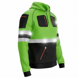 Veste d'hiver réfléchissante haute visibilité pour homme, veste à capuche, vêtements de travail de construction, veste de sécurité avec poches zippées imperméables - Product Image 4