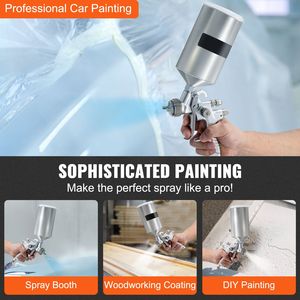 Professional HVLP Air Spray Gun 1.3mm 1.7mm Stainless Nozzles 1000cc <b>Copper</b> <b>Cup</b> Gravity Feed Sprayer for Automotive 1000cc - Product Image 3