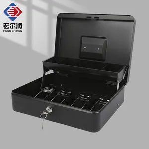 Cash Box with Money Slot and Lock 11.8"L x 9.5"W Large Steel Cash Drawer