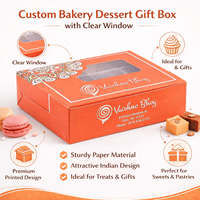 Boîte cadeau pour pâtisserie artisanale avec fenêtre transparente |   Boîte d'emballage en papier imprimé pour pâtisseries sucrées, biscuits et petits cadeaux