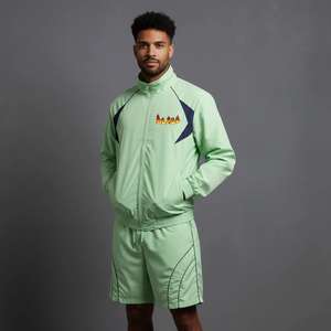 Ensemble de survêtement en nylon personnalisé pour homme, coupe-vent multicolore tendance - Product Image 1