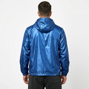 Nouvelle Veste Coupe-Vent Homme Bleu Métallisé Entièrement Zippée Brillante à Capuche Style Urbain Formel Camouflage Printemps - Product Image 2