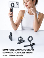 Support de téléphone pliable magnétique double face N52, support réglable sur 3 axes avec mousqueton, pour le golf, les voyages, le bureau, la maison et le bureau