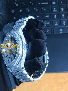 Montre Moissanite Iced Out avec bracelet en acier inoxydable, étanche, pour homme, bijoux vintage tendance - Product Image 4
