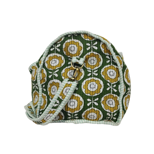 Elegante bloque de impresión verde floral acolchado bandolera bolsa de lona - Product Image 2