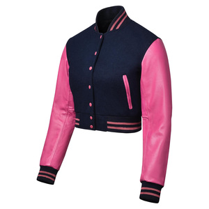<b>Women</b> Cropped Letterman Varsity Jacket Premium Custom Embroidery Sample Service Available Trusted Supplier - Product Image 1