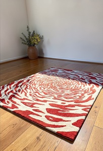 Tapis en laine abstrait à poils ras tufté à la main, anti-bactérien, adapté aux animaux domestiques, design moderne pour usage domestique et commercial, salon, tapis de prière - Product Image 3