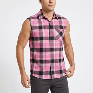 Camisa de Franela de Verano Ecológica de Alta Calidad 100% Algodón para Adultos, Sin Mangas, Cuello Camisero, Suave, a Cuadros Rosa y Negro - Product Image 5