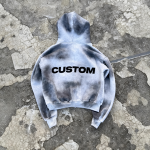 Sudadera con capucha de forro polar para hombre, personalizada, con cremallera, lavado ácido, camuflaje, logotipo en relieve, bolsillo frontal, estilo casual - Product Image 4