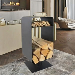 Porte-bûches moderne en fer thermolaqué pour décoration intérieure et stockage de bois de chauffage, avec forme personnalisable - Product Image 1