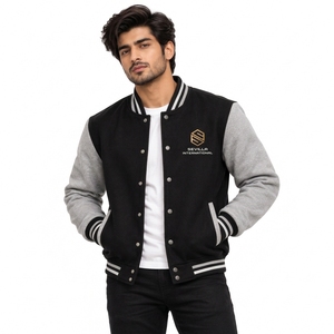 Men Varsity Jacket <b>Crafted</b> From Premium <b>Wool</b> Blend Material With Contrast Sleeve Panels Comfortable Interior Smooth Finish - Product Image 1