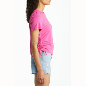Camiseta personalizada con cordón lateral de rayón 51% algodón 49% para mujer - Product Image 3