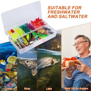 Kit di 375 esche artificiali realistiche (Popper, Crankbait, Grillo, Rana, Cucchiaino) per acqua salata e dolce, con scatola da pesca essenziale - Product Image 6