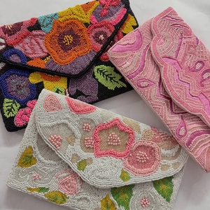 Bolso de mano con diseño de flores y lentejuelas para mujer, bolso de hombro con correa de cadena para fiesta nocturna, bolso decorativo de moda - Product Image 6