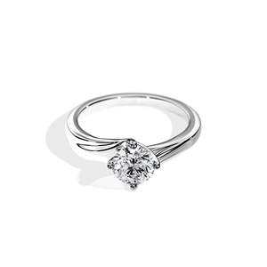 Bague de fiançailles classique en diamant rond, monture à griffes en or rose, bijoux fins pour femmes - Product Image 3