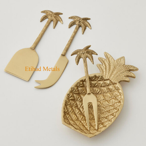 Ensemble de 3 couteaux à fromage en laiton antique martelé, couteaux à fromage Palmera, ensemble de 3 - Product Image 3