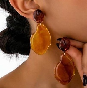 Glossy Marble Resin Drop Earrings For Gift Event Festive Contemporary Women Statement Acrylic Jewelry Boho Resin <b>Accessories</b> - Product Image 1