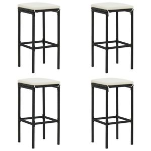 Set of 4 Cream White and <b>Black</b> <b>Bar</b> <b>Stools</b> - Product Image 1