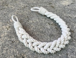 White Cotton Rope Curtain Tie-Back: Nautical Woven Decor - Product Image 4