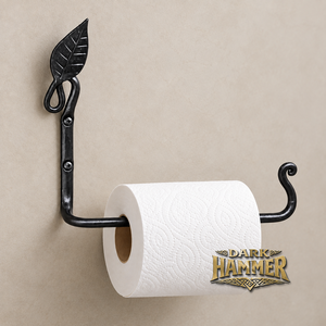 Porte-papier toilette mural en fer forgé à la main, design feuille, style rustique pour salle de bain - Product Image 1