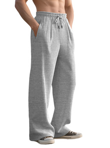 Pantalon décontracté homme printemps-automne, coupe droite ample, rayures verticales, taille mi-haute, jambe large - Product Image 5