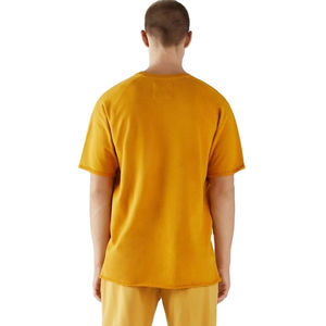 Men's Mustard Yellow O-Neck Short Sleeve Cotton T-<b>Shirt</b> Regular Fit Solid Color Casual Knitted Plain Dyed Style Manufacturer - Product Image 6