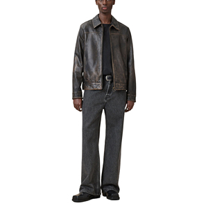 High End <b>Men's</b> Genuine <b>Jacket</b> Winter Washed Zipper Front Cow Skin Soft Lining Slim Fit Waterproof Luxury Style OEM Wholesale - Product Image 3