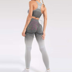 ชุดโยคะคุณภาพพรีเมียมสำหรับการฝึกซ้อมและฟิตเนส ลายเรียบ โลโก้ด้านหน้า ผ้าระบายอากาศและเป็นมิตรกับสิ่งแวดล้อม ชุด 2 ชิ้นเอวสูง - Product Image 4