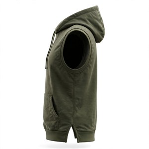 Sweat-shirt à capuche sans manches pour homme, en polaire écologique, coupe décontractée, avec poche, longueur normale, pour l'hiver - Product Image 5