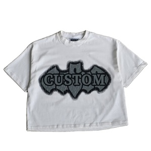 Fabricante personalizado gráfico Tee DTG Imprimir French Terry Distressed Cropped Boxy Camiseta de gran tamaño para hombres 100% algodón Loose Fit - Product Image 1