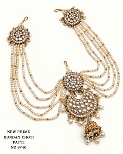 Ethnic <b>Indian</b> Wedding Cubic Zirconia Choti Patti Multi Layer Pearl Beaded Choti Patti Jhumka Chandbali <b>Hair</b> <b>Accessory</b> Wholesaler - Product Image 1