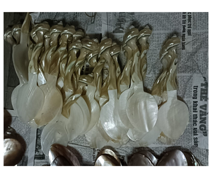 Cuillère élégante en coquillage avec manche en porcelaine, fournisseur Vietnamien - Cuillère artisanale pour la décoration de table - Product Image 4