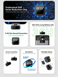 Micrófono de Solapa Inalámbrico 2 en 2, Mini Micrófono Lavalier Omnidireccional con Clip y Cancelación Inteligente de Ruido para Teléfono Inteligente, Tableta y PC - Product Image 2