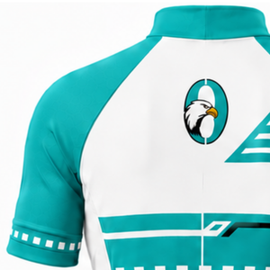 Maillot de Ciclismo Blanco Turquesa de Manga Corta con Cierre Completo, Camiseta Ligera para Ciclismo al Aire Libre, Ropa Deportiva - Product Image 4