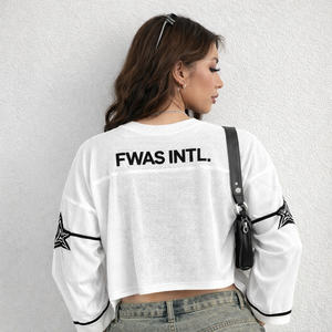 Camiseta de punto de diseño personalizado a la moda para mujer, jersey de fútbol americano B2B con estampado de números a rayas, jersey oversize de punto. - Product Image 2