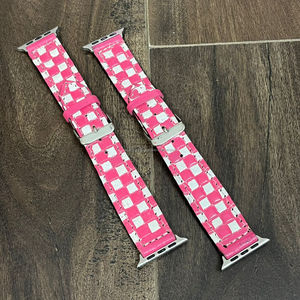 สายนาฬิกา Apple Watch หนังแท้แฟชั่น ดีไซน์ลายตารางหมากรุก ทำมือ งานฝีมือ สายเปลี่ยนสำหรับทุกเพศ - Product Image 5
